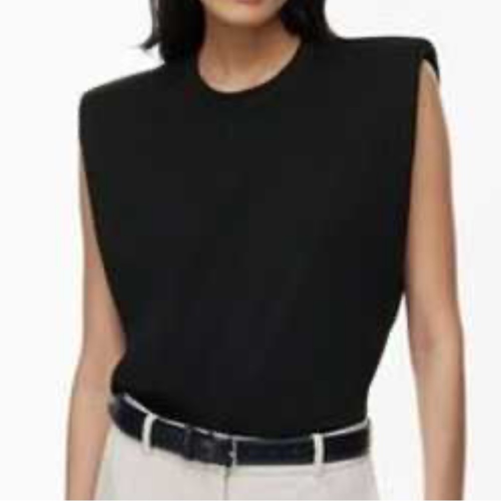 Babaton Navy Padded-Shoulder Tank Top, 100% Cotton